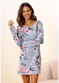 Vivance Dreams Damen Nachthemd, Gr. 32, grau, Single Jersey, Obermaterial: 100% Baumwolle, geblümt, feminin, Kleider, mit Blumendruck