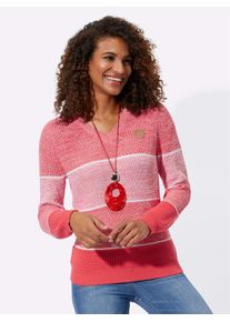 Casual Looks Damen Streifenpullover "Pullover", rot, Gr. 44, gemustert, mehrfarbig, gestreift, meliert, 50% Baumwolle, 50% Polyacryl, Pullover