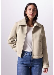 Damen Kurzjacke, beige, casual, Gr. 46, STREET ONE STUDIO, unifarben, Stoff, Obermaterial: 100% Polyester; Details: 100% Polyester, Jacken, soft und