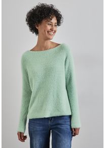 Street One Damen Strickpullover, grün, casual, Gr. 42, unifarben, Stoff, 55% Polyester, 45% Baumwolle, Pullover, mit U-Boot-Ausschnitt
