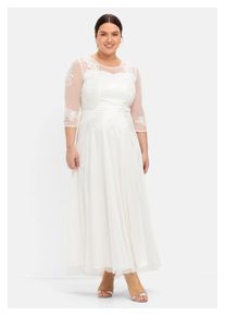 sheego Damen Abendkleid "Große Größen", weiß, elegant, Gr. 44, unifarben, Obermaterial: 100% Polyester;Hauptfutter: 95% Polyester, 5% Elasthan;Futter
