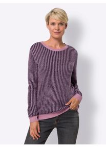 Classic Basics Damen Strickpullover "Rundhals-Pullover", lila, Gr. 50, gemustert, mehrfarbig, gestreift, 100% Polyacryl, Pullover