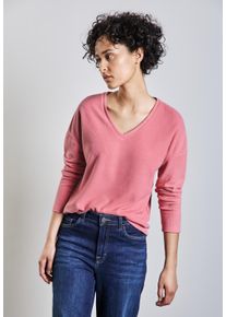 Street One Damen Langarmshirt, rosa, casual, Gr. 46, unifarben, Stoff, 66% Polyester, 34% Viskose, Shirts, aus softem Materialmix