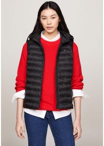 Tommy Hilfiger Damen Steppweste "LW PADDED GLOBAL STRIPE VEST", schwarz, casual, Gr. S, unifarben, Web, Obermaterial: 100% Polyester, Westen,
