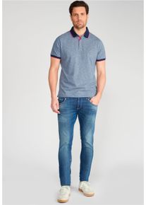 Herren Poloshirt "BOREL", blau, Gr. XL, Le Temps Des Cerises, 95% Baumwolle, 5% Elasthan, Shirts, mit meliertem Design