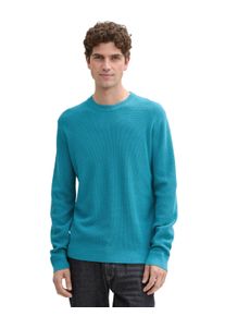 Tom Tailor Herren Rundhalspullover, blau, casual, Gr. XL, unifarben, Strick, Obermaterial: 100% Baumwolle, Pullover, mit Rundhalsausschnitt