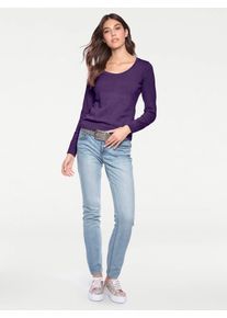Heine Damen Rundhalspullover "Rundhals-Pullover", lila, Gr. 44, unifarben, 100% Baumwolle, Pullover