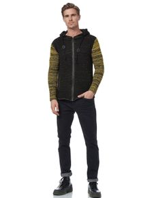 Rusty Neal Herren Strickjacke, schwarz, casual, Gr. XXL, mehrfarbig, 70% Polyacryl, 30% Baumwolle, Strickjacken, mit kuscheliger Kapuze
