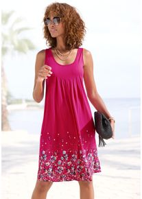 Beach Time BEACHTIME Damen Strandkleid, pink, feminin, Gr. 40, bedruckt, Jersey, Obermaterial: 100% Viskose, Kleider, mit Blumenprint, Minikleid, Sommerkleid,