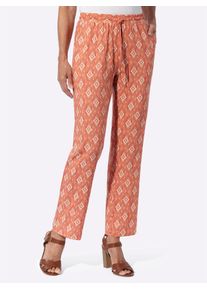 Classic Basics Damen Schlupfhose, orange, Gr. 40, gemustert, ethno, mehrfarbig, bedruckt, 100% Viskose, Hosen