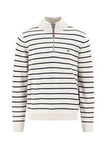 Fynch-Hatton Herren Troyer, weiß, casual, Gr. XL, gestreift, Strick, Obermaterial: 100% Baumwolle, Pullover, mit Logostickerei