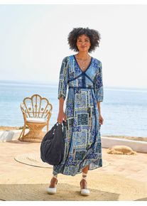 Heine Damen Druckkleid "Druck-Kleid", blau, Gr. 36, Paisley, gemustert, mehrfarbig, bedruckt, 100% Viskose, Kleider