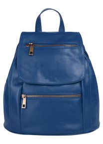 Samantha Look Cityrucksack, blau, Rindsleder, Leder, beschichtet, leicht glänzend, klassisch, Rucksäcke, echt Leder, Made in Italy