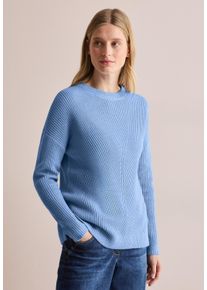 Cecil Damen Strickpullover, blau, casual, Gr. XXL, unifarben, Web, 60% Baumwolle, 40% Polyacryl, Pullover, mit Rundhalsausschnitt