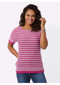 Casual Looks Damen Kurzarmpullover "Pullover", pink, Gr. 40, gemustert, mehrfarbig, 100% Polyacryl, Pullover