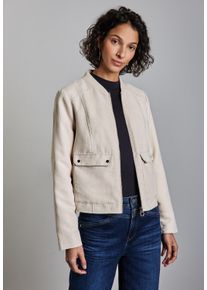 Street One Damen Kurzjacke, beige, casual, Gr. 42, unifarben, Stoff, 100% Polyester, Jacken, mit Stehkragen