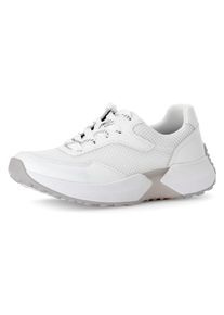 Damen Keilsneaker, Gabor Rollingsoft, Gr. 35, weiß, Kalbsleder, Textil, unifarben, sportlich, Schuhe, Freizeitschuh, Halbschuh, Schnürschuh mit Label