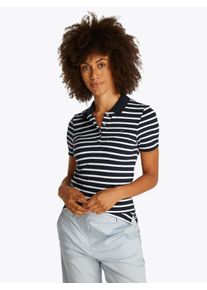 Tommy Hilfiger Damen Poloshirt "1985 Slim Fit Pique Premium", blau, casual, Gr. XS, gestreift, Piquu00e9, Obermaterial: 95% Baumwolle, 5% Elasthan,