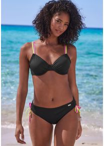 Buffalo Damen Bügel-Bikini-Top "Pop", schwarz, Gr. 38, unifarben, kontrastfarbene Details, Obermaterial: 83% Polyamid, 17% Elasthan. Futter: 100%