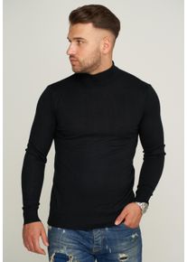behype Herren Strickpullover "MKBONI", schwarz, casual, Gr. S, unifarben, 50% Baumwolle, 30% Polyester, 15% Viskose, 5% Elasthan, Pullover, mit