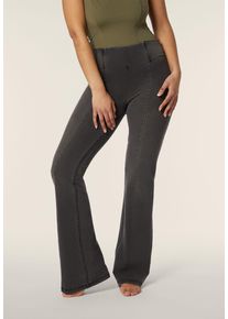 Freddy Damen Leggings "NOW FLARE YOGA", grau, casual, Gr. M, Web, Obermaterial: 81% Baumwolle, 19% Elasthan, Hosen, mit Lifting & Shaping Effekt