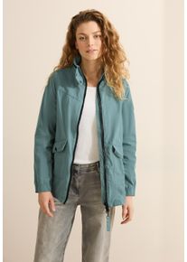 Cecil Damen Kurzjacke, blau, casual, Gr. XS, unifarben, Stoff, Obermaterial: 58% Polyester, 32% Baumwolle, 10% Nylon; Futter: 100% Polyester, Jacken,