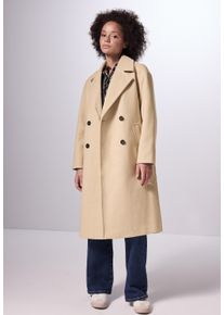 Damen Langmantel, beige, casual, Gr. 40, STREET ONE STUDIO, unifarben, Stoff, 90% Polyester, 10% Viskose, Mäntel, aus softem Materialmix
