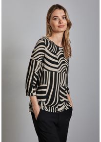 Street One Damen 3/4-Arm-Shirt, schwarz, casual, Gr. 38, bedruckt, Stoff, 95% Viskose, 5% Elasthan, Shirts, mit 3/4 Ärmeln