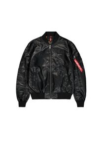 Herren Lederjacke "Alpha Industries Men - Bomber Jackets MA-1 VF Vegan Leather", schwarz, Gr. S, Alpha Industries, Obermaterial: 100% Polyurethan,