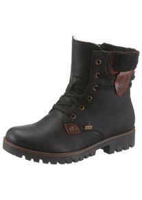 Rieker Damen Winterboots, Gr. 36, schwarz, Lederimitat, klassisch, Schuhe, Winterstiefelette, Schnürstiefelette, Boots mit Tex-Ausstattung