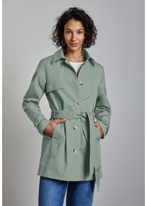 Street One Damen Trenchcoat, grün, casual, Gr. 40, unifarben, Web, Obermaterial: 69% Baumwolle, 31% Polyester; Futter: 100% Polyester, Mäntel, mit