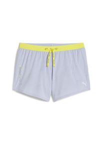 Puma Damen Laufshorts "RUN Knit 3" Split Shorts Damen", blau, Gr. L, Außenseite: 6% Elasthan, 94% Polyester; Innenhose: 100% Polyester; Unterer Bund: