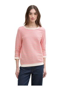 Damen Sweatshirt, rot, casual, Gr. L, Tom Tailor Denim, gestreift, Obermaterial: 72% Baumwolle, 25% Viskose, 3% Elasthan, Sweatshirts, mit