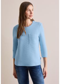 Cecil Damen 3/4-Arm-Shirt, blau, casual, Gr. M, unifarben, Web, 90% Baumwolle, 7% Polyester, 3% Elasthan, Shirts, mit 3/4 Ärmeln