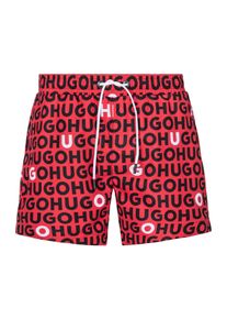 HUGO UNDERWEAR Herren Badehose "TORTUGA", rot, sportlich, Gr. M, bedruckt, Microfaser, Polyester, Badehosen, mit Allover-Logoschriftzug