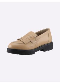 Heine Damen Slipper, Gr. 37, braun, Leder, Glattleder, modisch, Schuhe
