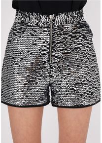 FRESHLIONS Damen Shorts "Yara", grau, casual, Gr. L, 100% Polyester, Hosen, mit glitzerndem Paillettenbesatz