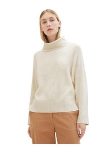 Tom Tailor Damen Strickpullover, beige, casual, Gr. S, Obermaterial: 52% Viskose, 27% Polyester, 21% Polyamid, Pullover, mit Markenlabel