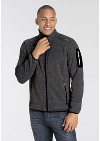 CMP Herren Strickfleecejacke "MAN JACKET FIX HOOD", grau, sportlich, Gr. 54, Strick, Fleece, Obermaterial: 100% Polyester, Jacken