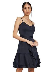 Vera Mont Damen Cocktailkleid "Vera Mont Cocktailkleid mit Volant", blau, festlich, Gr. 42, Satin, Obermaterial: 97% Polyester, 3% Elasthan. Futter: