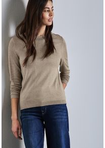 Street One Damen Strickpullover, beige, casual, Gr. 40, unifarben, Strick, Obermaterial: 60% Viskose, 40% Baumwolle, Pullover, mit Rollsaum am