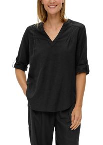 s.Oliver Damen Klassische Bluse, schwarz, casual, Gr. 36, unifarben, Web, Obermaterial: 55% Leinen, 45% Viskose, Blusen, mit 3/4-Arm