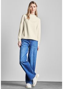Street One Damen Langarmshirt, weiß, casual, Gr. 44, unifarben, Stoff, 46% Modal, 46% Polyester, 8% Elasthan, Shirts, aus softem Materialmix