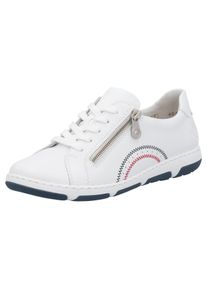 Rieker Damen Sneaker, Gr. 40, weiß, Leder, sportlich, Schuhe, Schnürschuh, Halbschuh, Freizeitschuh mit weichem Schaftrand
