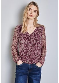 Street One Damen Schlupfbluse, rot, casual, Gr. 42, gemustert, Chiffon, Obermaterial: 100% Polyester, Blusen, mit Raffungen
