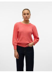 Véro Moda VERO MODA Damen Rundhalspullover "VMVIGGA 3/4 RIB PULLOVER GA BOO REP", rosa, modisch, Gr. S, meliert, Strick, Rippstrick, Obermaterial: 97%
