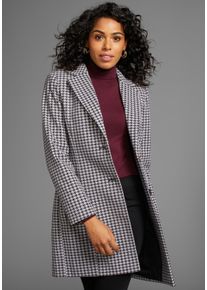 Laura Scott Damen Kurzmantel, schwarz, casual, Gr. 44, gemustert, Hahnentrittmuster, kariert, Web, Obermaterial: 100% Polyester. Futter: 100%