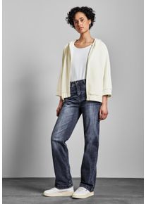 Street One Damen Cardigan, weiß, casual, Gr. 36, unifarben, Stoff, 46% Modal, 46% Polyester, 8% Elasthan, Strickjacken, mit 3/4 Ärmeln
