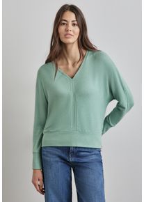 Street One Damen Langarmshirt, grün, casual, Gr. 40, unifarben, Stoff, 80% Viskose, 15% Polyester, 5% Elasthan, Shirts, mit V-Ausschnitt