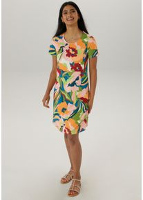 Damen Jerseykleid, bunt, casual, Gr. 36, Aniston SELECTED, gemustert, bedruckt, geblümt, Milano Rib, Obermaterial: 89% Viskose, 9% Polyester, 2%